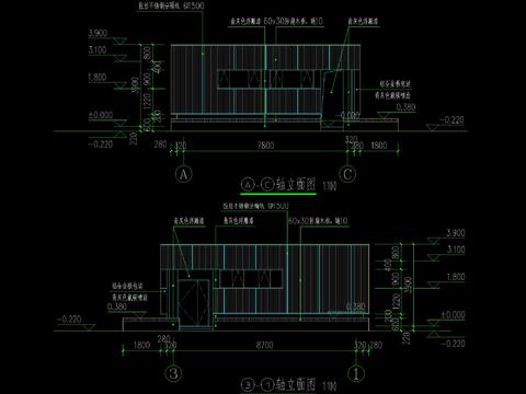  防腐木幕墙CAD节点大样 
