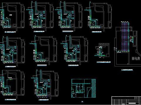  监控中心弱电井设备cad大样图 