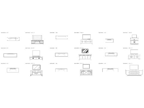  中式电视柜带抽屉带储物柜平面图cad图库 