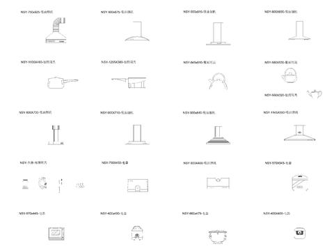  厨房用品 厨房电器 厨卫用具cad图库 