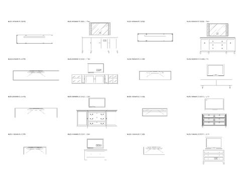  欧式电视柜带抽屉带储物柜平面图cad图库 