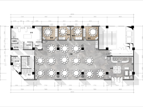  700㎡中式餐厅cad平面图 