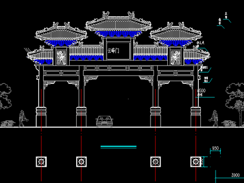  牌樓CAD施工圖 