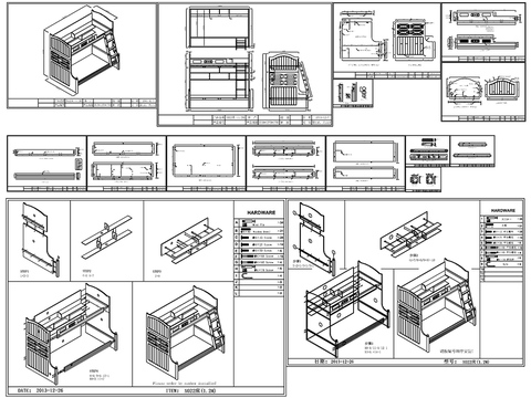  高低床图纸cad图库 
