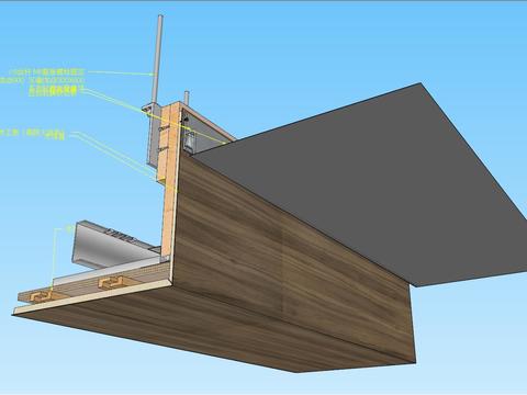  白色软膜与木饰面相接cad节点图 