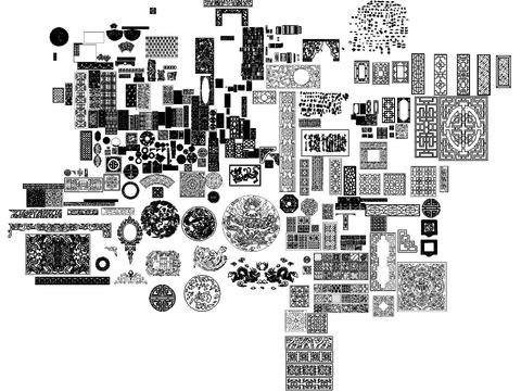  雕花图案cad图库 