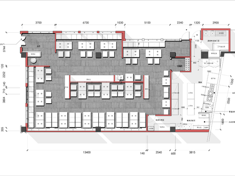  240㎡老北京涮羊肉餐厅cad平面图 