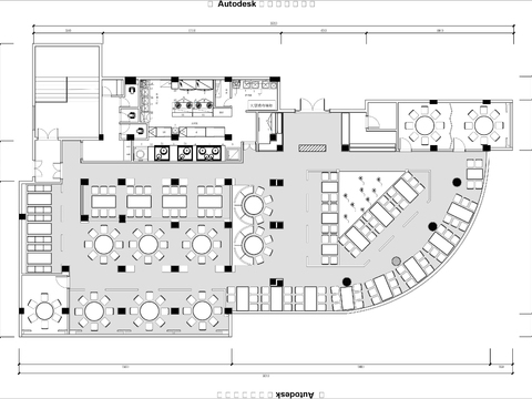 600㎡私房菜餐厅cad平面图 