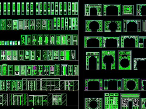  中式隔断元素cad图库 