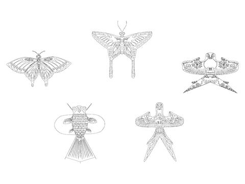  现代风筝图块cad图库 