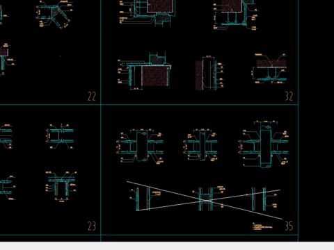  轻钢龙骨纸面石膏板隔墙cad图库 