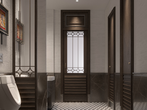  工装公共卫生间cad施工图 