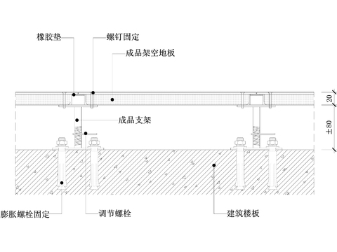  架空地板地坪节点图 
