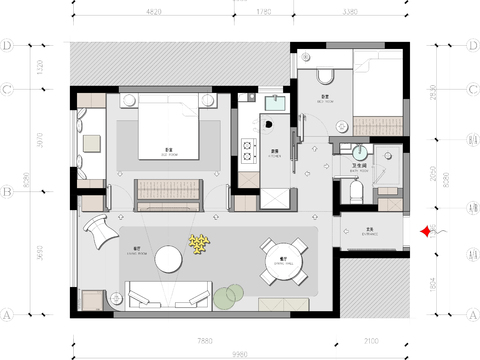  精品户型改造案例-二居室cad施工图 