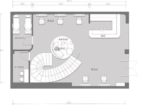  美發(fā)店理發(fā)店cad施工圖 