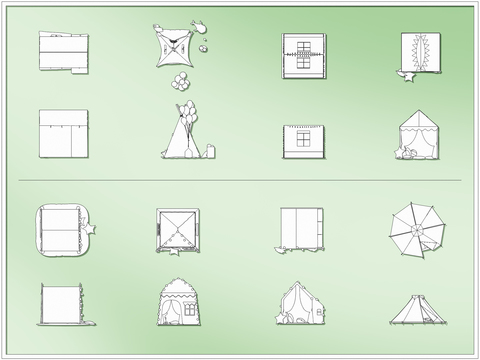  户外露营设施帐篷天幕CAD图库 
