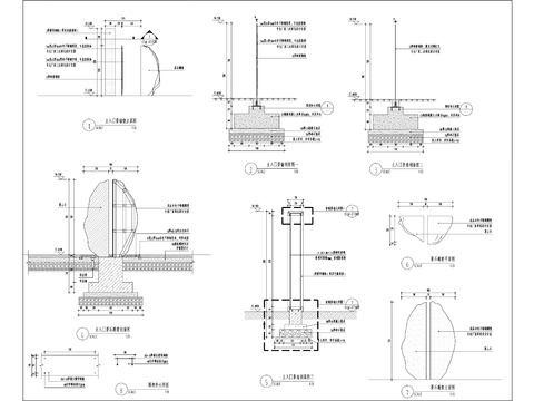  产业园住宅主入口通用景墙cad大样图 