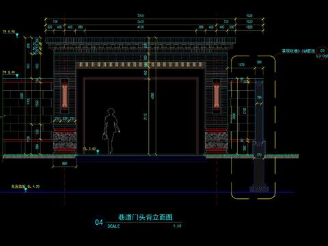  新中式花岗岩黄铜装饰大门CAD施工图 