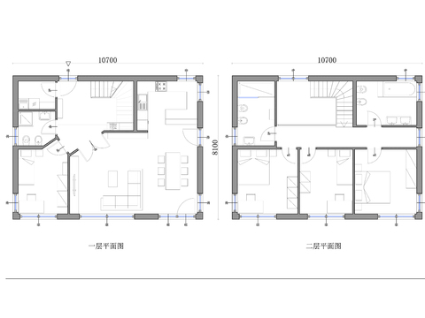  174m2兩層別墅住宅cad平面圖 