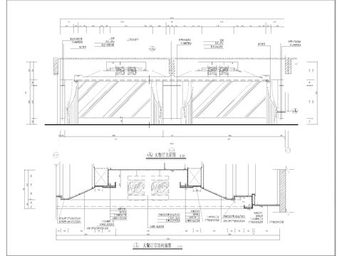  新中式豪华大餐厅包厢 立面剖面 节点大样图 