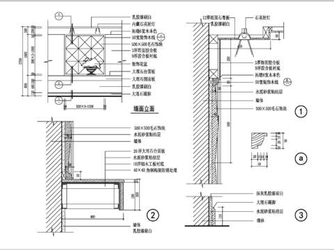  石材饰面装饰墙节点大样 
