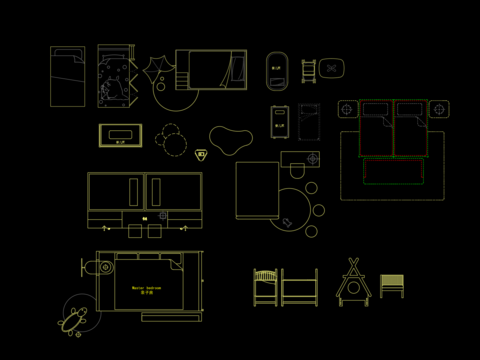  儿童床上下床婴儿床CAD图库 