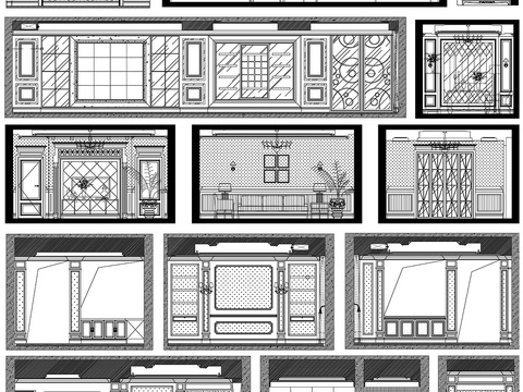  沙发墙床背景电视墙卧室客厅背景墙室内设计cad图库 
