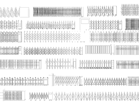  电动大门伸缩大门CAD图库 