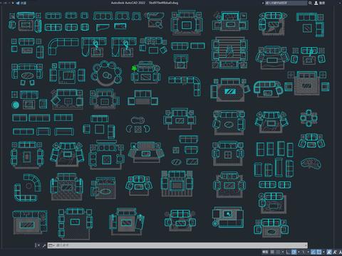 沙发平面cad图库 