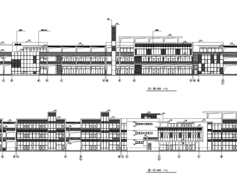  别墅立剖面cad图纸 