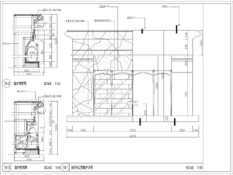  美式别墅壁炉CAD施工图 