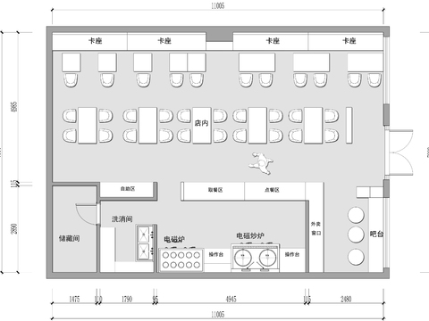  快餐厅 自助餐厅CAD平面图 
