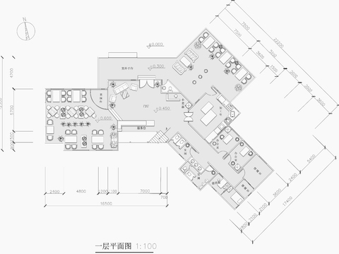  茶室茶馆cad平面图 