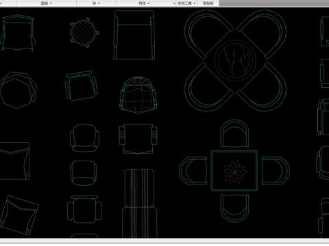  多种款式休闲桌椅平面立面图库合集 