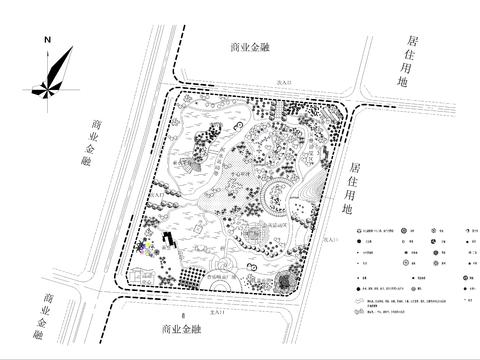  综合性公园绿化景观cad施工图 