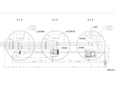  粉煤灰分选系统库顶CAD图库 