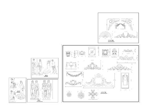  花式浮雕及雕塑造型大样图 