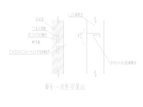  石材大理石干挂节点剖面大样图 