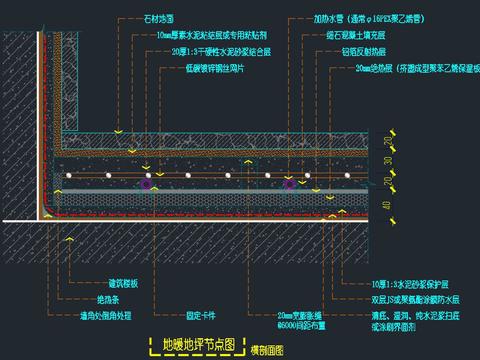  地暖及石材地坪节点大样图 