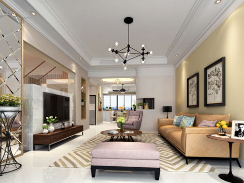  龙盛蓝郡现代客餐厅卧室CAD施工图 