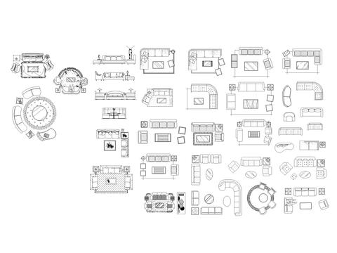  餐桌沙发合集cad图库 