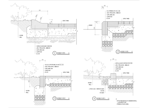 现代小区道牙cad大样图 