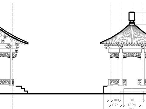  单檐圆亭CAD节点大样 