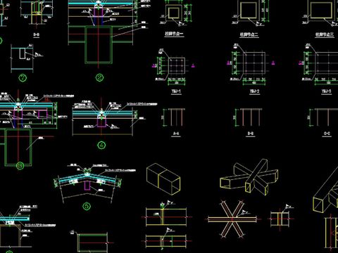  网壳结构采光顶cad图库 