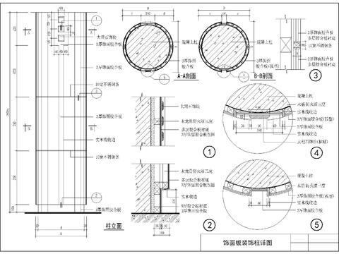  饰面板装饰柱CAD施工图 