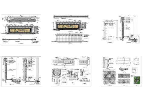  中式影壁水景cad大样图 
