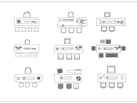  茶室茶桌椅茶台cad图库 