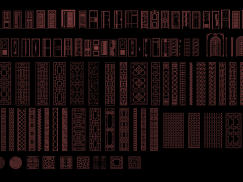  屏风雕花素材cad图库 