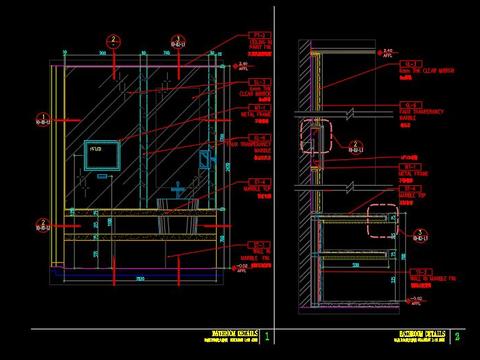  洗手间台盆干挂节点cad施工图 