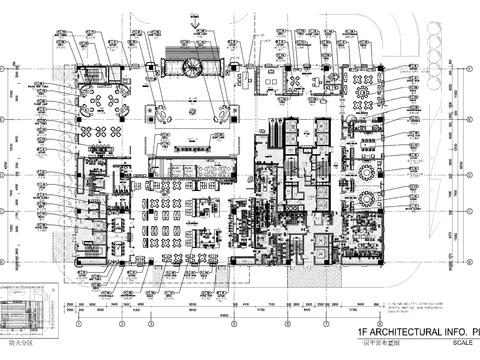  酒店大堂吧全日制自助餐厅设计cad施工图 